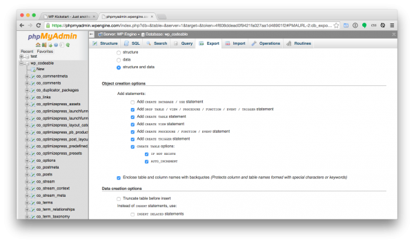 WordPress-install-phpmyadmin-export-settings