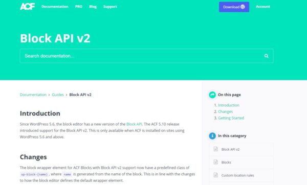 Справка по Block API v2 в ACF